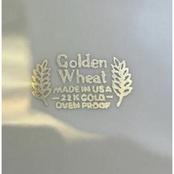 antique 1900s Golden Wheat Made in USA 22k Gold Oven Proof‎ plates ( Pair!! ) - Picture 6 of 7